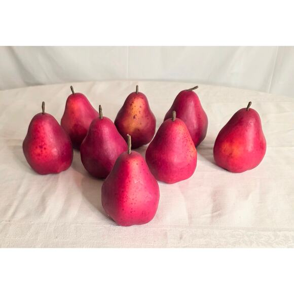 Set of 8 Faux Red Pears Styrofoam Realistic Lifelike Harvest and Fall Decor - Picture 1 of 5